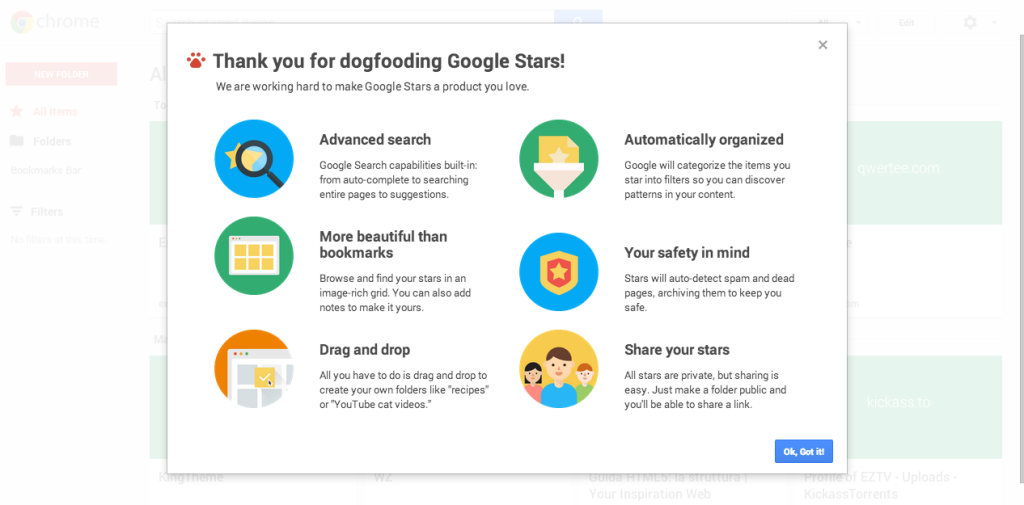 Google Stars dogfodd